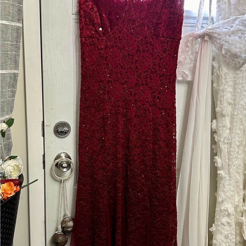 Elegant Red Lace Gown